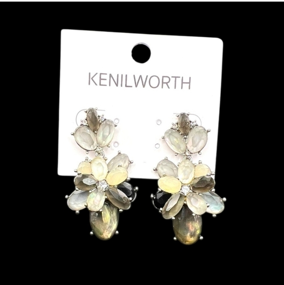 KENILWORTH Silver and Cream Floral Earrings - Picture 1 of 1